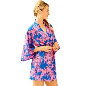 NWT Lilly Pulitzer Palm Beach Silk Robe S/M